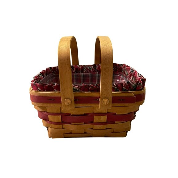 Vintage 1993 Christmas Collection Longaberger Bayberry Basket Plaid Fabric Plast - Picture 6 of 16